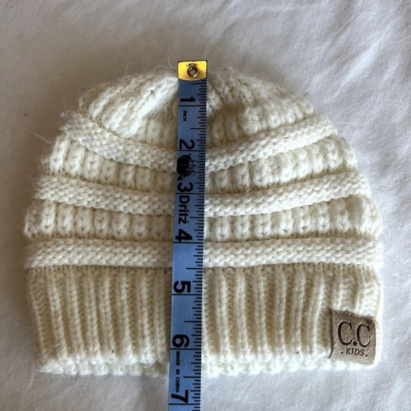 C.C. Kids Children's Knit Ski Beanie Hat, white, cream,‎ soft beanie - Picture 5 of 5